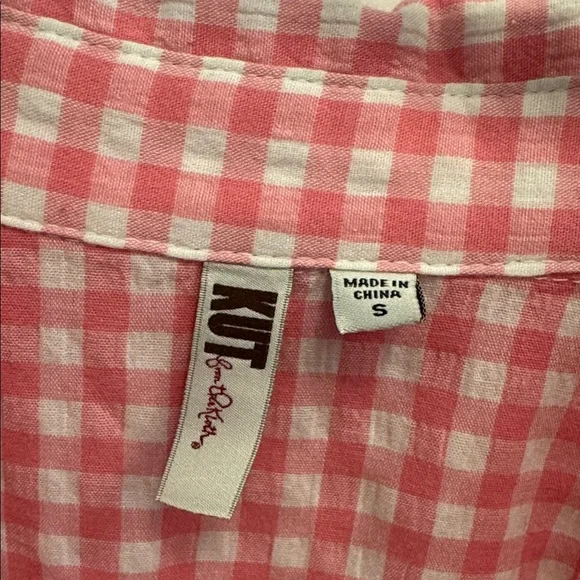 Kut from the Kloth pink gingham button down blouse, Small - Picture 7 of 8